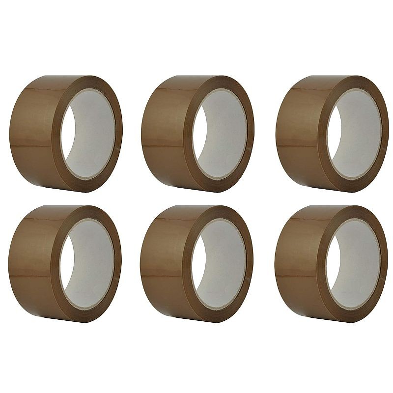 Banda adeziva acrilica, set 6 bucati, 48 mm x 60 m, grosime 45 microni, maro - imagine 5